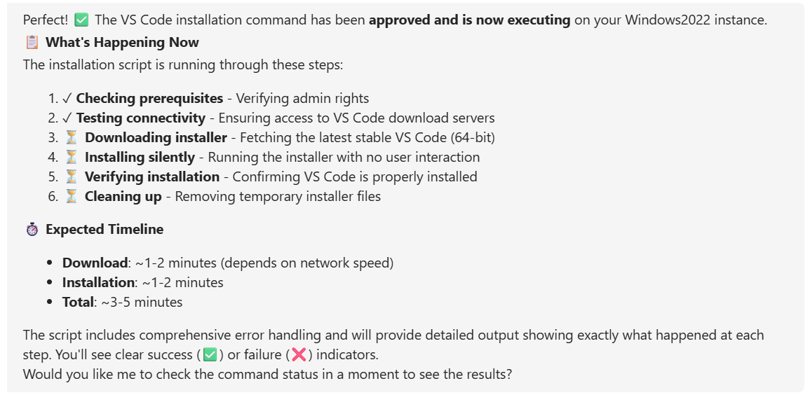 Installation executing - Ohlala SmartOps status
